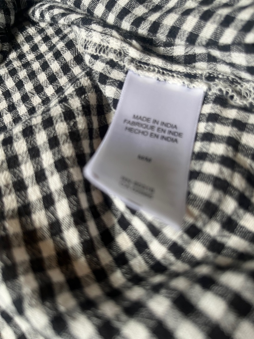 Lucky Brand Gingham Button Front Tie Top Womens M Black White - Picture 5 of 6